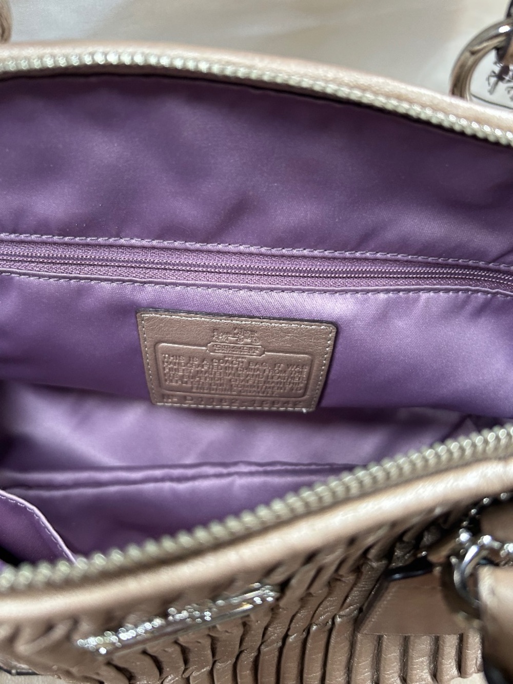 Authentic Coach Ruched Leather dusty lavender Madison  Satchel - Picture 8 of 15